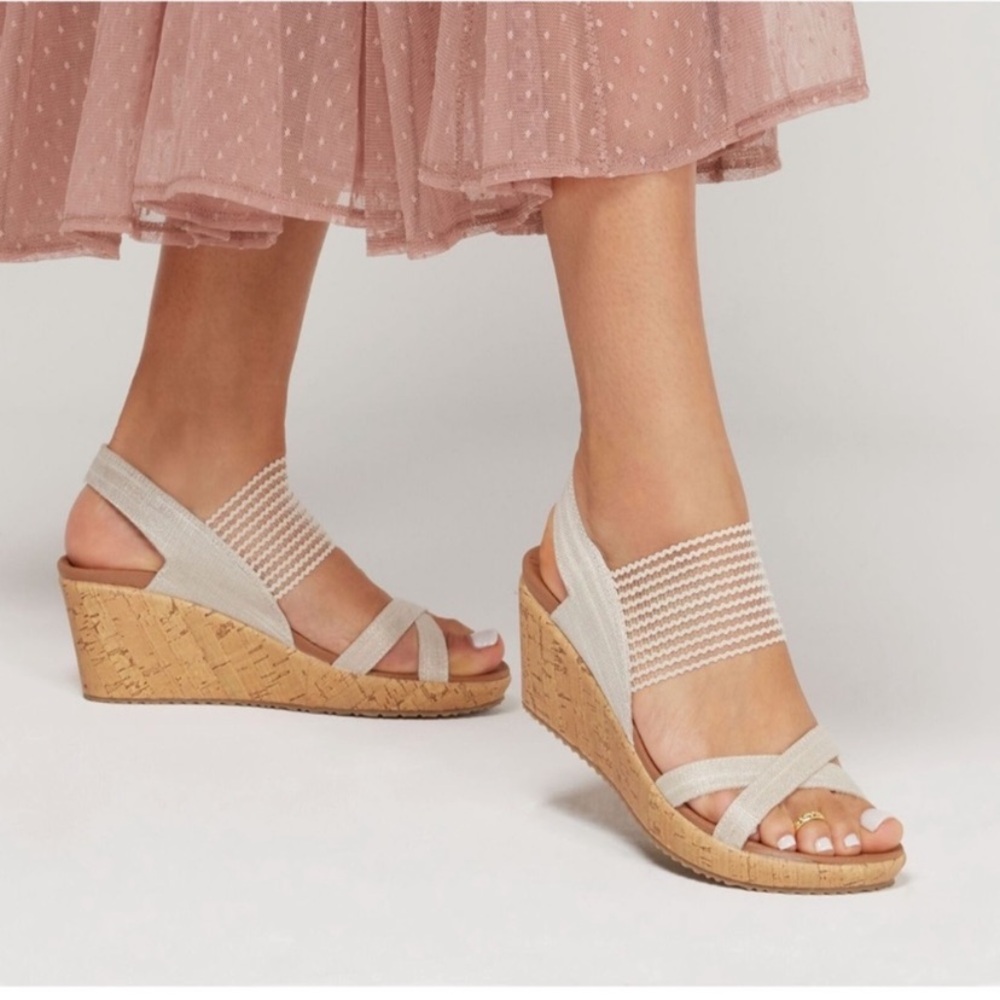 Skechers Beige Wedge Sandals